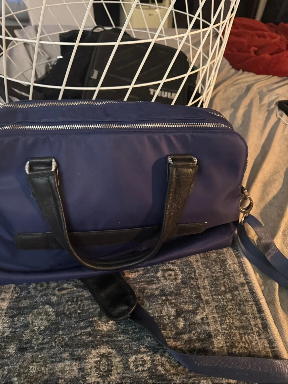 Men's Navy Laptop Briefcase with Black Accents